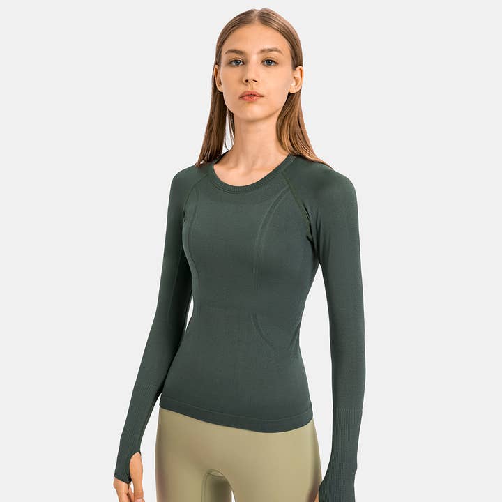 Sodalemon - Wholesale Athletic top – Women′s - Women Seamless Quickly Dry Long Sleeve Fitness Sport T-Shirt15