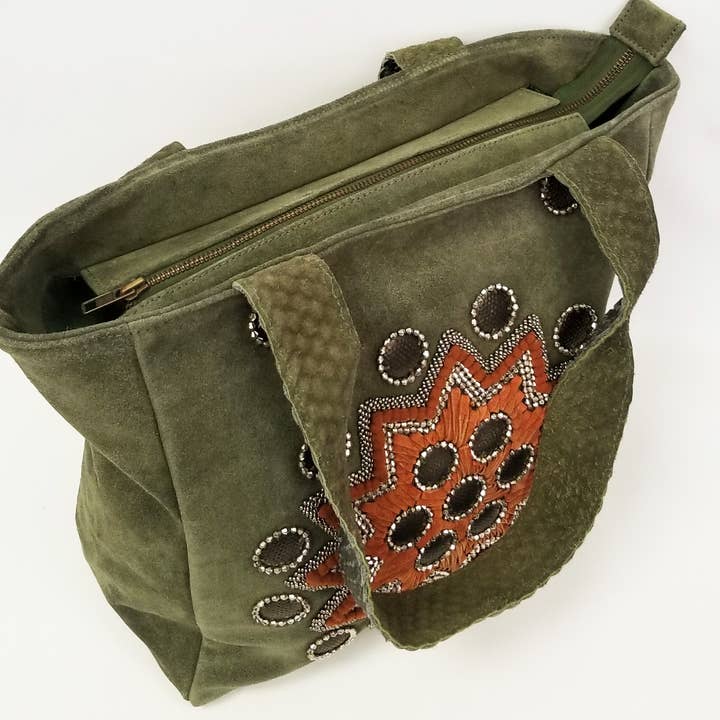 Ricki designs - Wholesale Tote Bag - Women's - LEATHER SUEDE TOTE BOHO EMBROIDERED3
