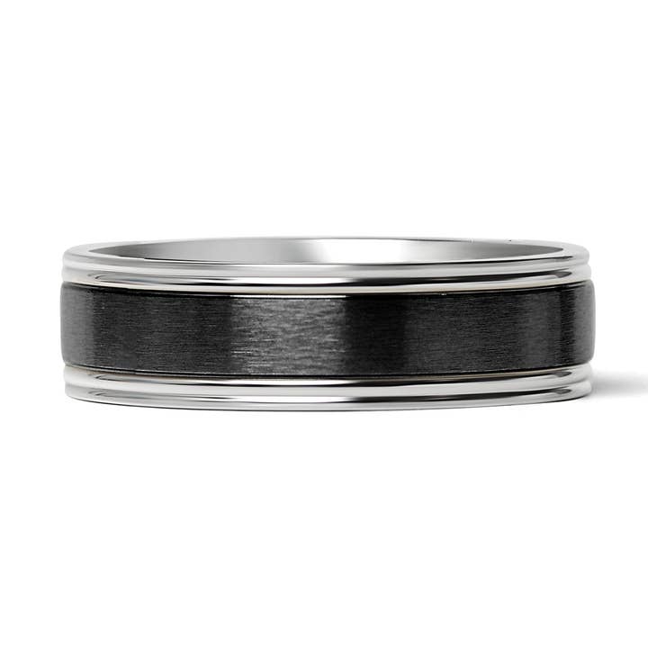 WJW - Wholesale Band/Stacked Ring - Black Center Polished Stainless Steel Ring3