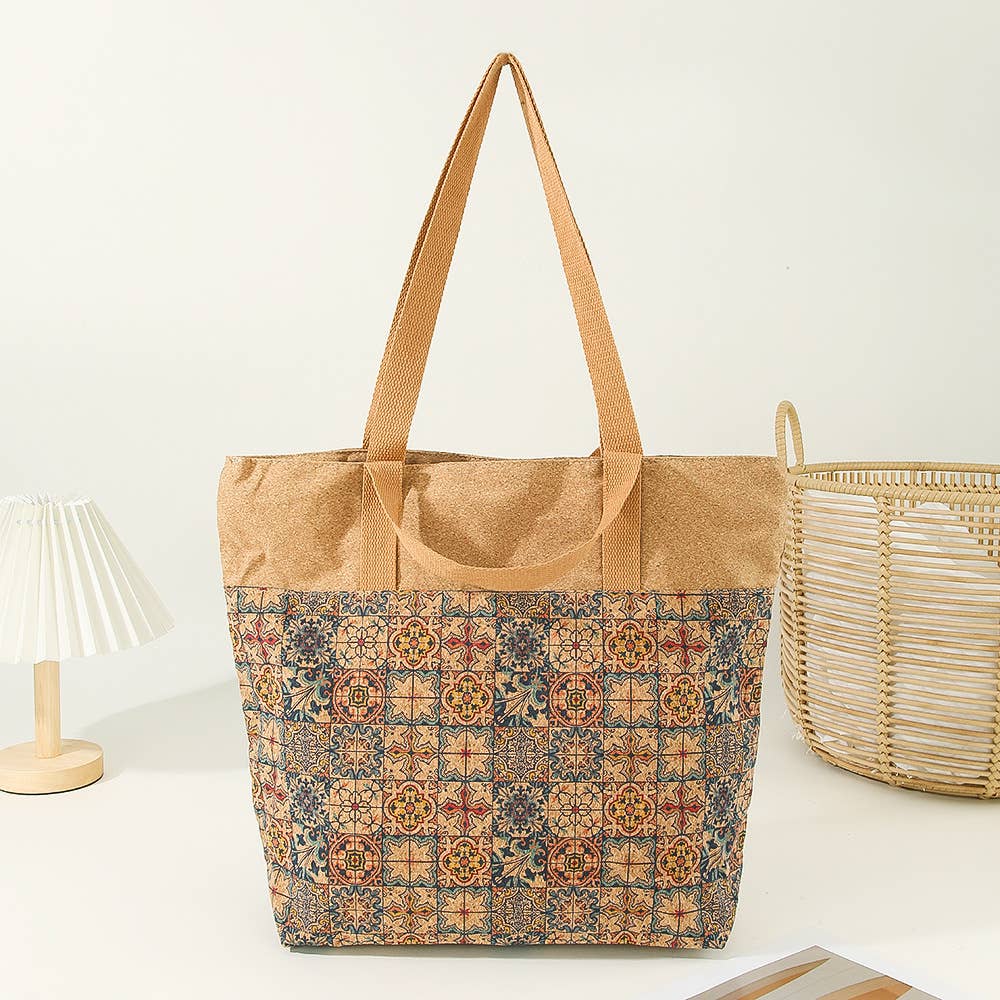 wandf - Wholesale Tote Bag - Women's - Printed Cork material Handbag Shoulder Bag Tote Bag6