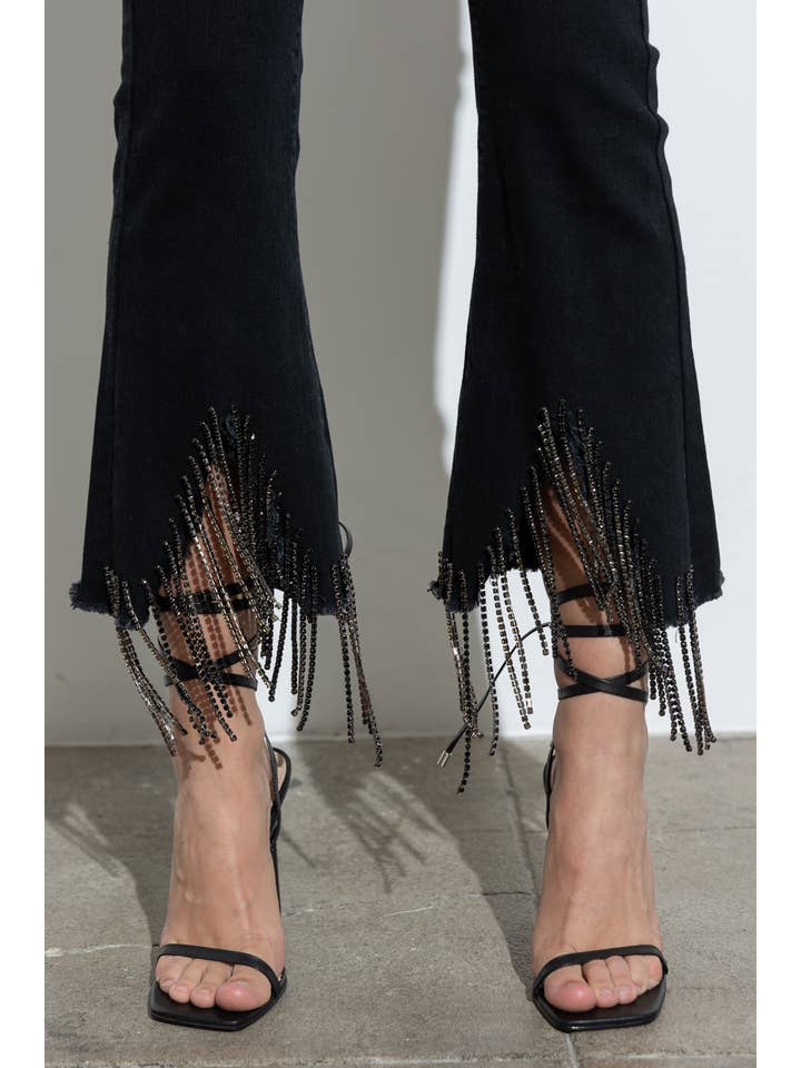 Blue B - Wholesale Jeans - Women's - 1365P - RHINESTONE FRINGE DENIM PANTS3
