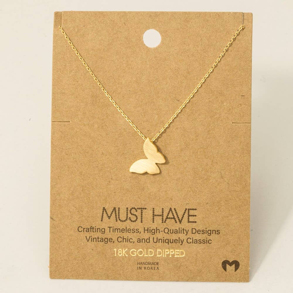 Fame Accessories - Wholesale Pendant/Charm Necklace - Gold Dipped Mini Butterfly Pendant Necklace1