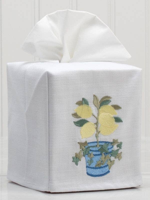 Couverture Boîte à Mouchoirs Lin Coton - Citrons & Lierre pour la vente par Jacaranda Living