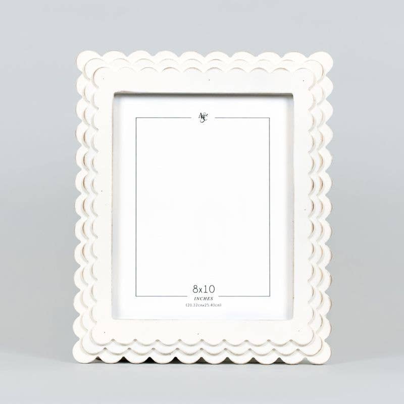 Devanie At Home (Formerly Adams & Co.) - Wholesale Picture Frame - 12092 - 11x13x1 wood scallop photo frame (8x10) wh0