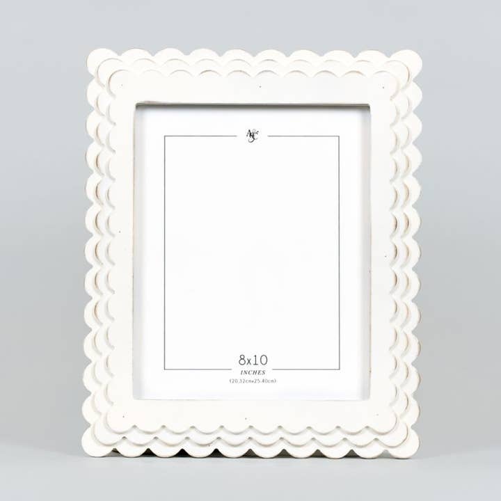 Devanie At Home (Formerly Adams & Co.) - Wholesale Picture Frame - 12092 - 11x13x1 wood scallop photo frame (8x10) wh0