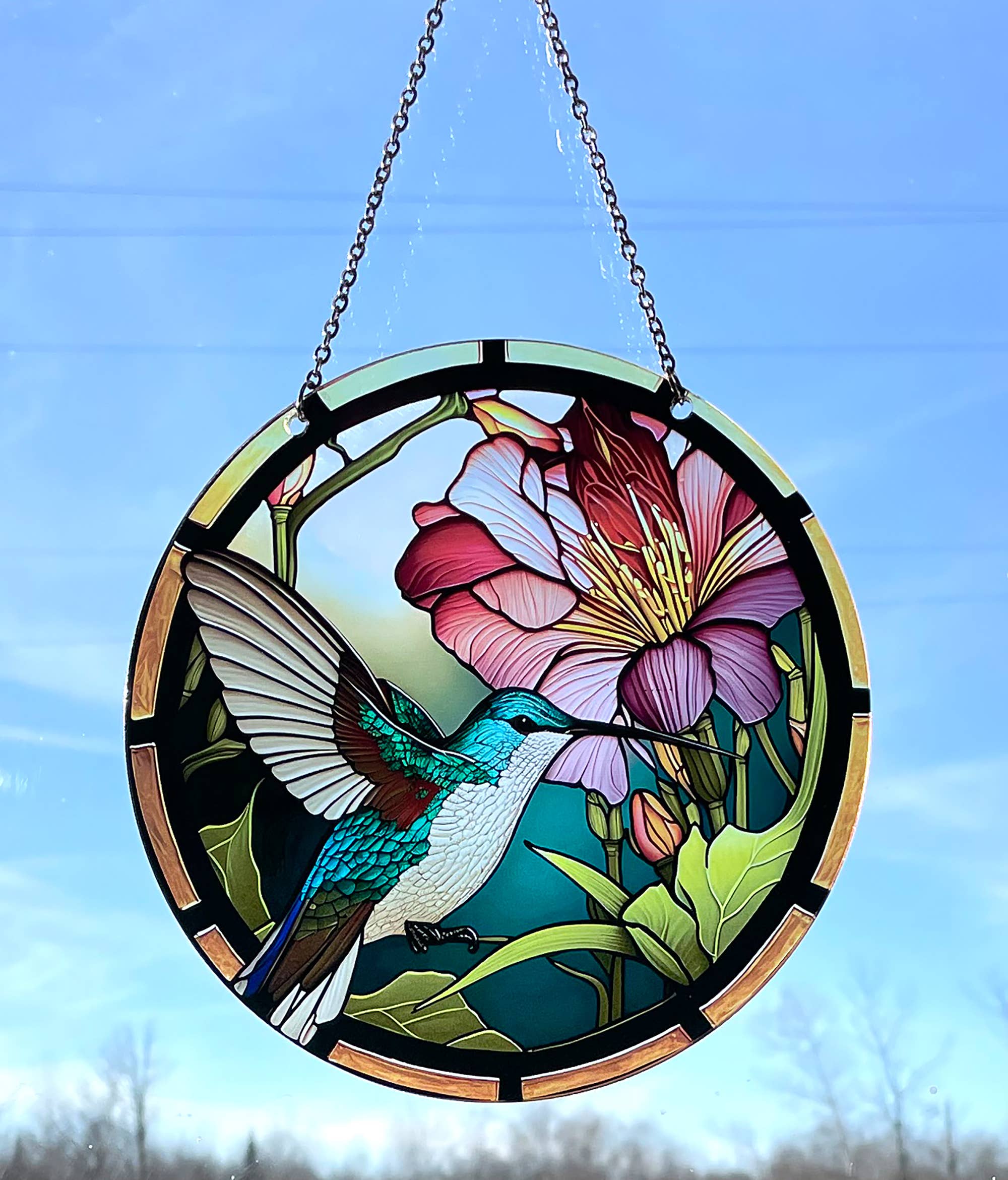 d'ears inc. – Suncatcher por atacado – Acolhador de sol em acrílico Beija-flor Teal com corrente #SC107 by d'Ears1