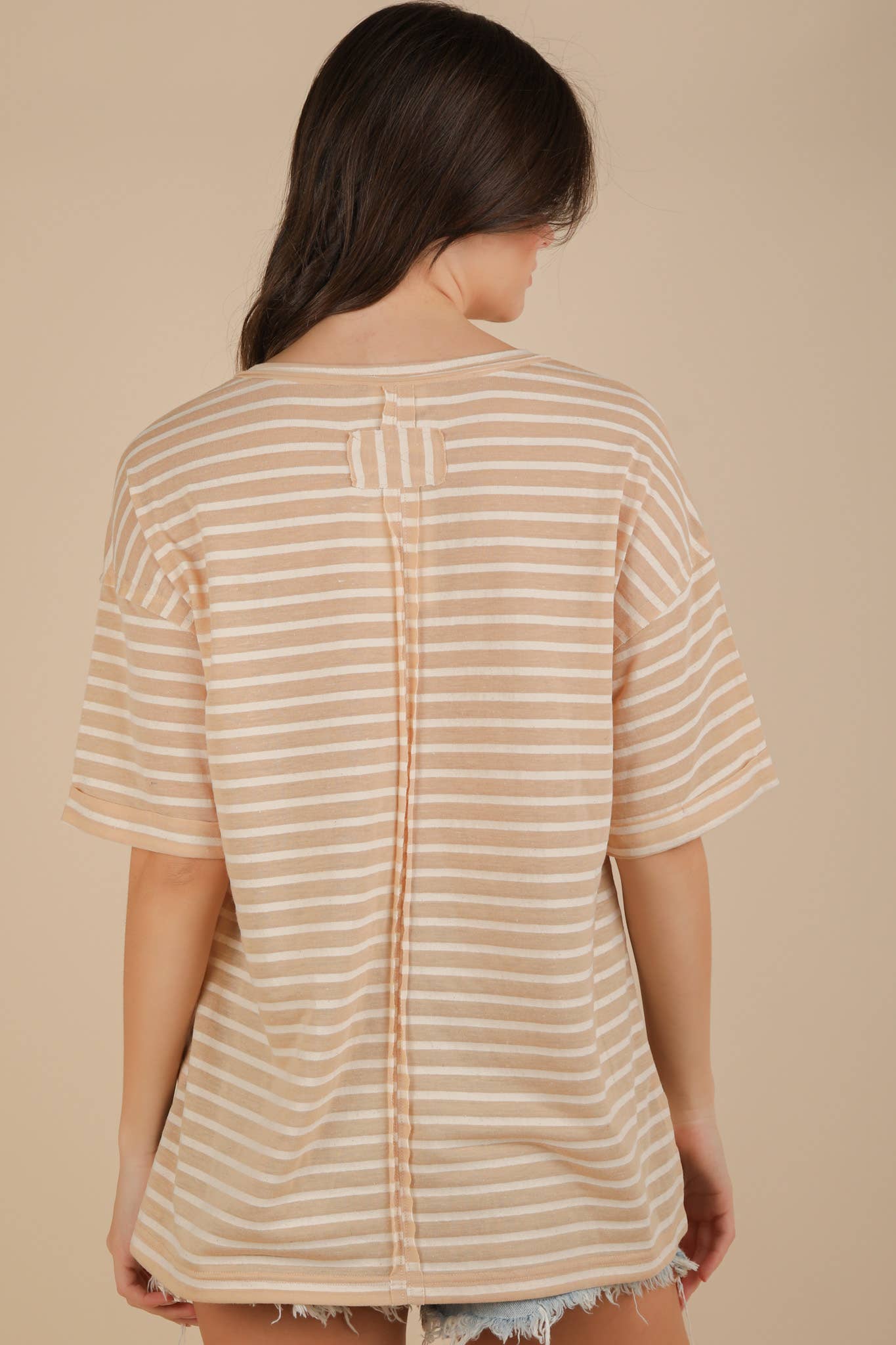 VERY J - Wholesale Knit Top - Women's - NT12167-Oversized Stripe Casual V-Neck Knit Top17