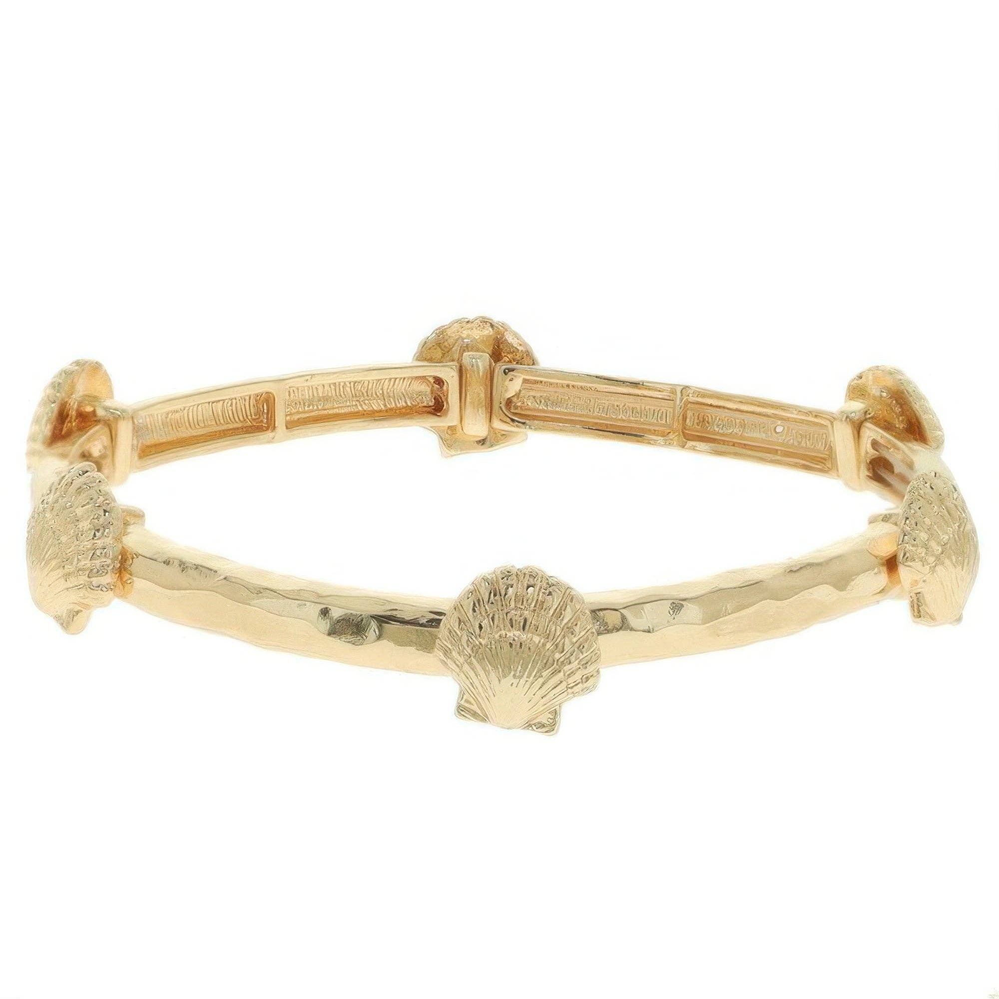 CC Wholesale Clothing - Wholesale Bangle Bracelet - Scallop Shell Hammered Finish Stretch Bracelet0