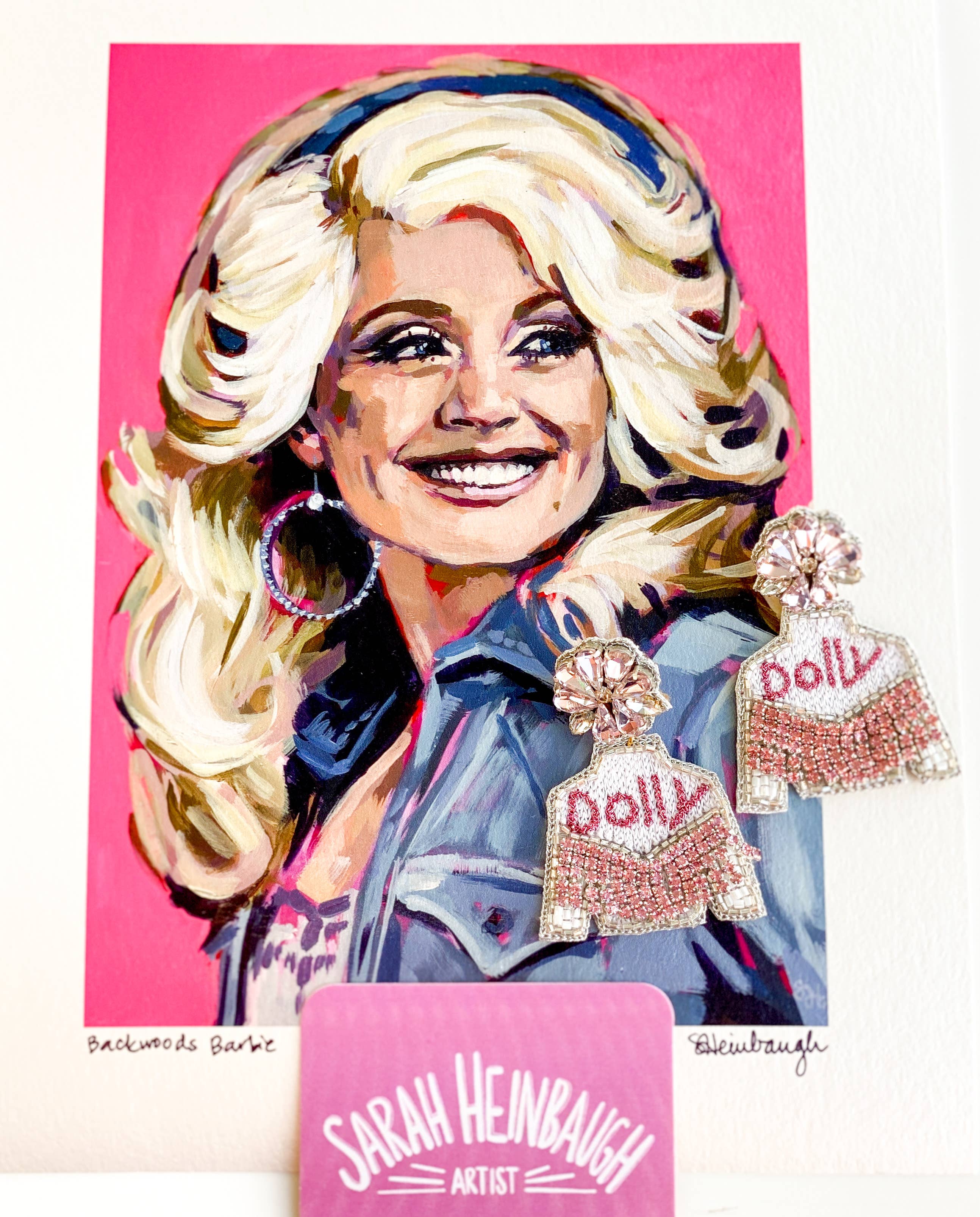 Gaby & Grace – wholesale Dangle earrings – Pink Dolly Parton Fringe Jacket Earrings1