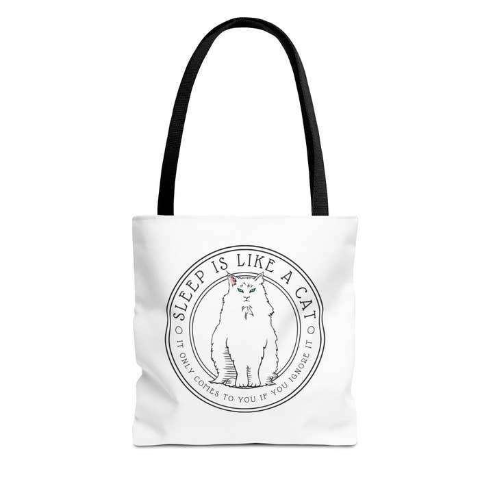 Cat Lover Literature Tote Bag - 'Sleep is like a cat' Quote from 'Gone Girl' Snarky Bookish Merch for Bookworm, Book Lover Literary Tote for wholesale by Terry Heath Art