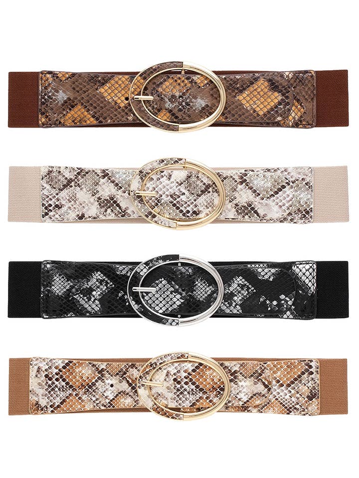 CEINTURE ÉLASTIQUE À BOUCLE TEXTURÉE SERPENT pour la vente par Pink Irene Wholesale