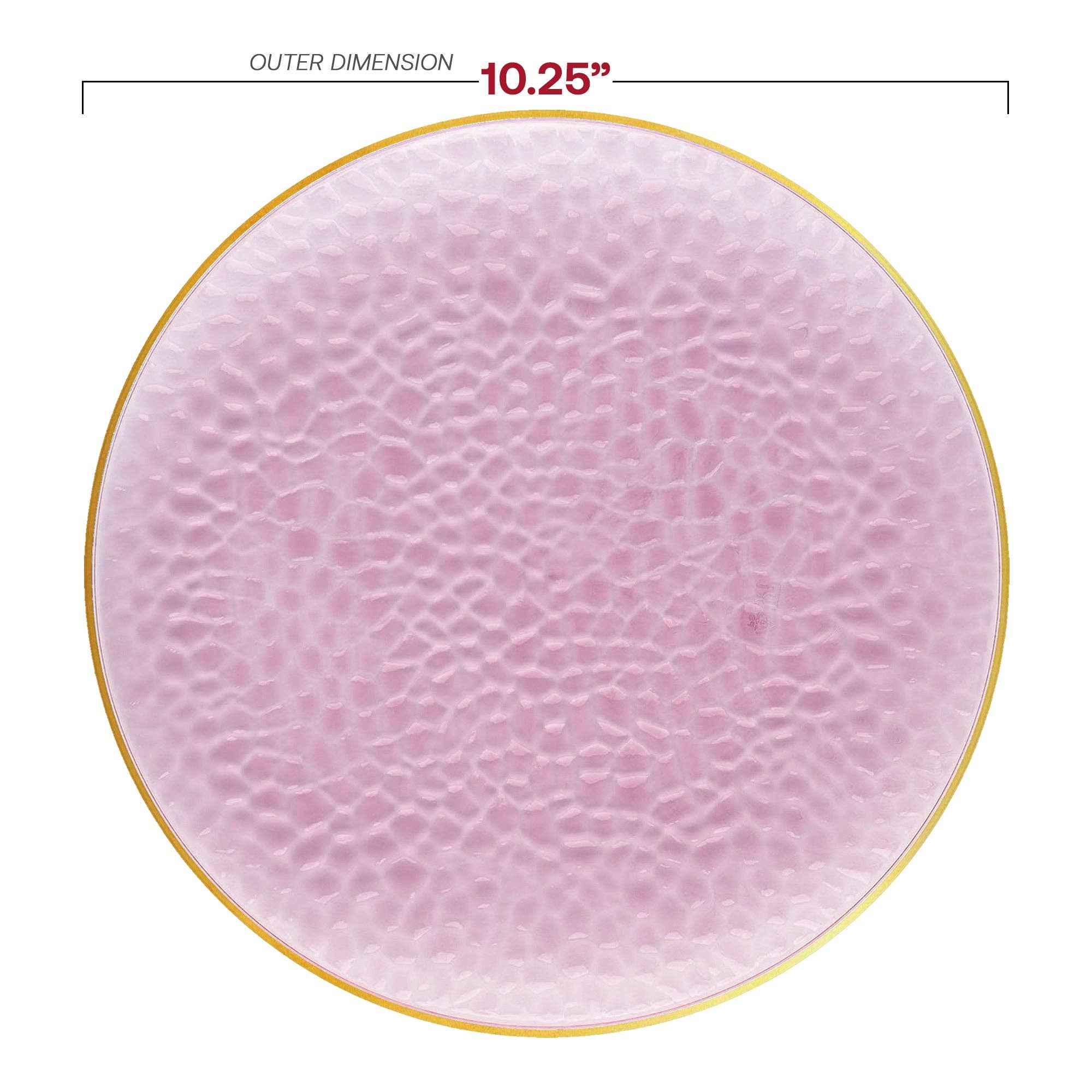 Smarty had a Party – wholesale Disposable plate – 10.25" Clear Pink Gold Rim Glass Dinner Plates - 120 pcs2