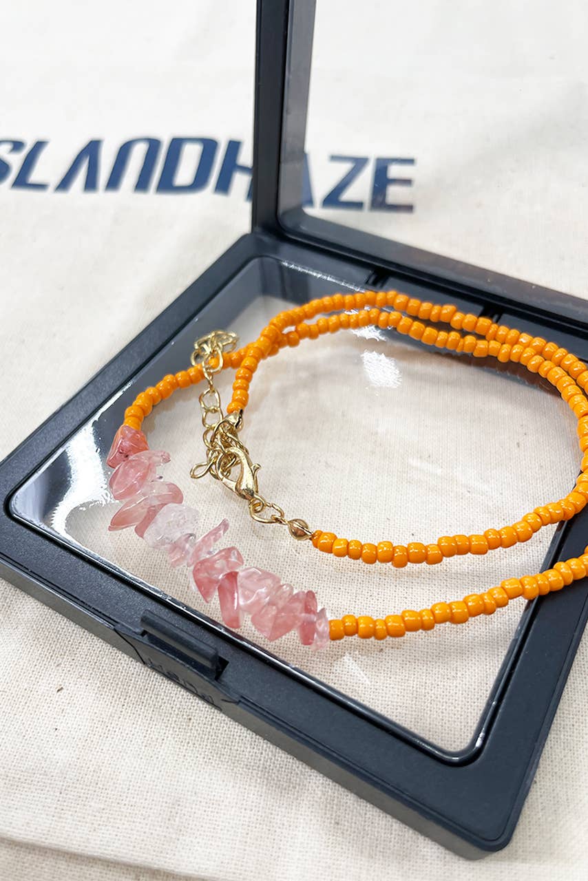 Islandhaze - Wholesale Beaded/Pearl Necklace - Rice  Beads with crystal stone necklace7