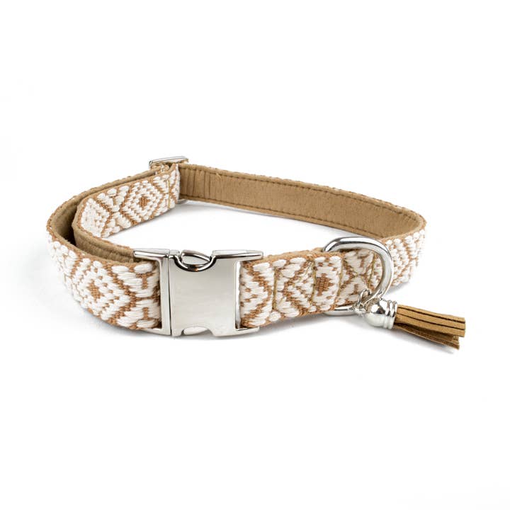 Tierluxe Cappuccino – Coleira para cão de design com padrão étnico por atacado de Tierluxe