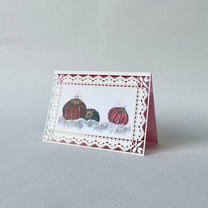 tarjetas plegables bolas de Navidad para venta al por mayor de Spitzenkunst