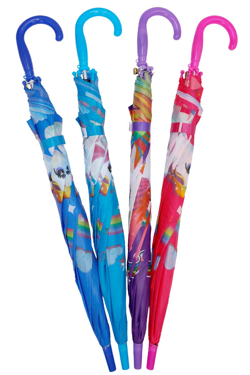 Cap Zone – Großhandel Regenschirm – Kinder – Kinder-Regenschirm mit Einhorn-Motiv, Kunststoff, automatisches Öffnen, klappbar1