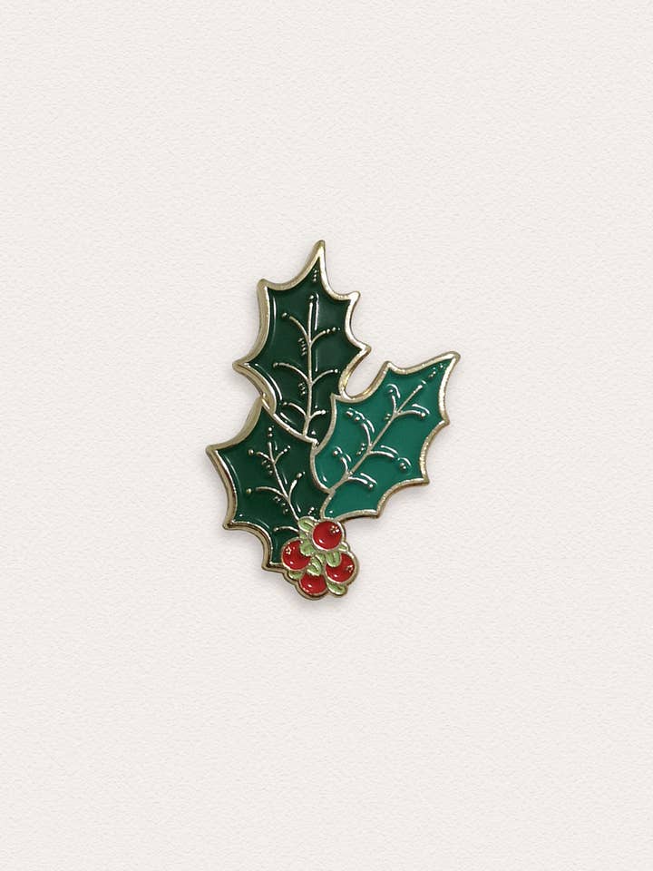 Holly (Christmas Pin) for wholesale by Ivycdraws