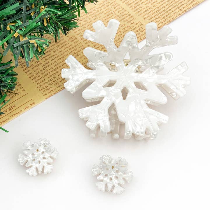 White Winter Snowflake Hair Claw Clip, Christmas Hair Clip for wholesale by TheDivaSoap