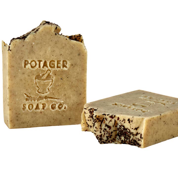 Minted Lemon Tea Soap – Spearmint & Tea Exfoliant for wholesale by Potager Soap Company