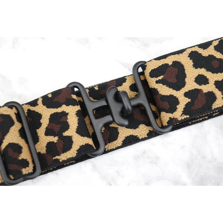 Heads Up Apparel - Wholesale Belt - Women's - 2 inch Brown cheetah Elastic Equestrian Belt 3