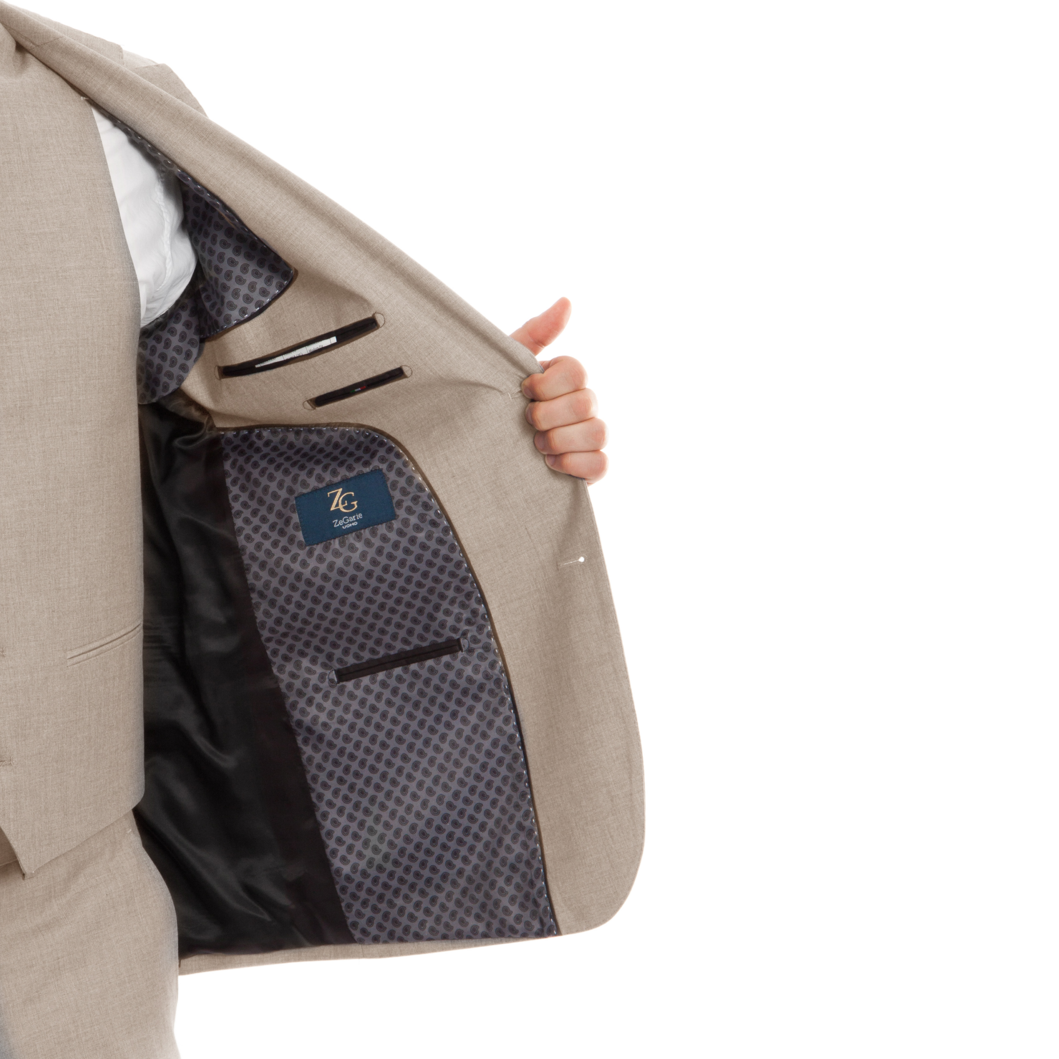 Suits America - Wholesale Suit Set - Men's - Mens Suit Premium Wool 3pc Modern Fit w/ Vest, Tan2