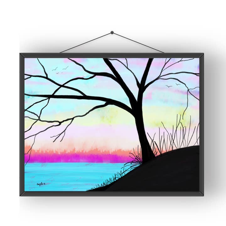 Abstracte kunstdruk met heldere hemelboom voor wholesale door Modera Studio