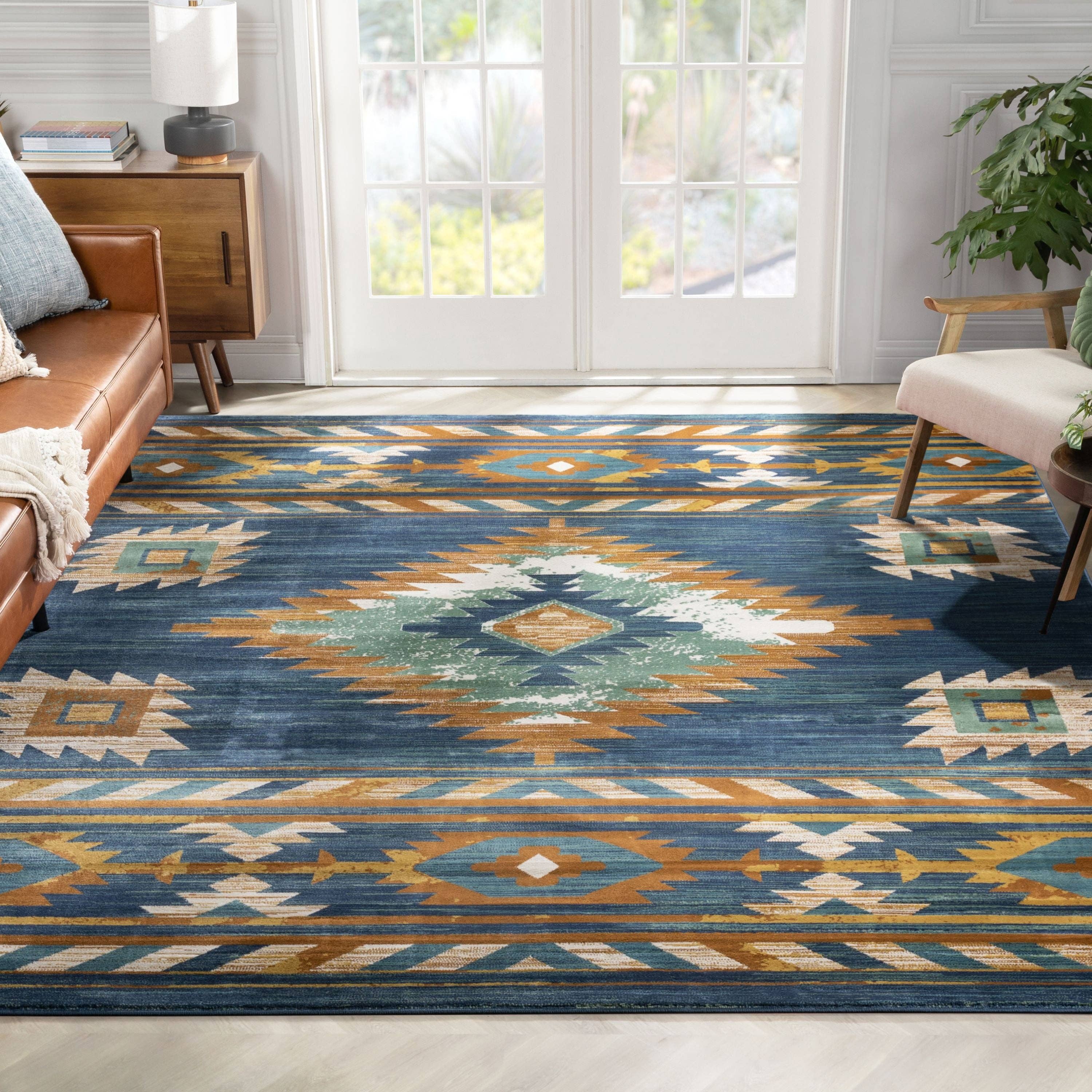 Well Woven – wholesale Matta – Lea Blå Traditionell Sydvästra Tribal Matta0