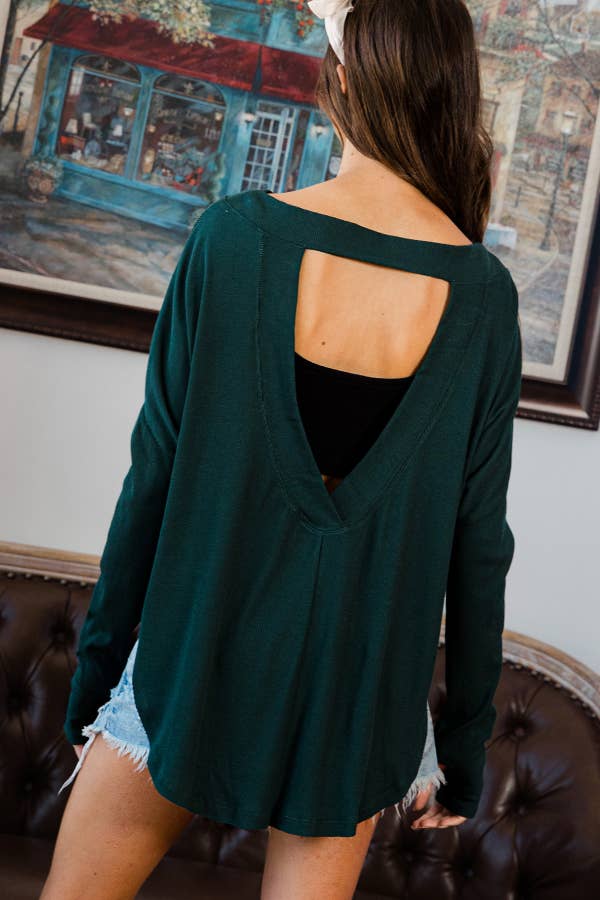 BUCKETLIST INC - Vente Haut en maille – femme - Haut surdimensionné en tricot uni côtelé à dos ouvert T206139