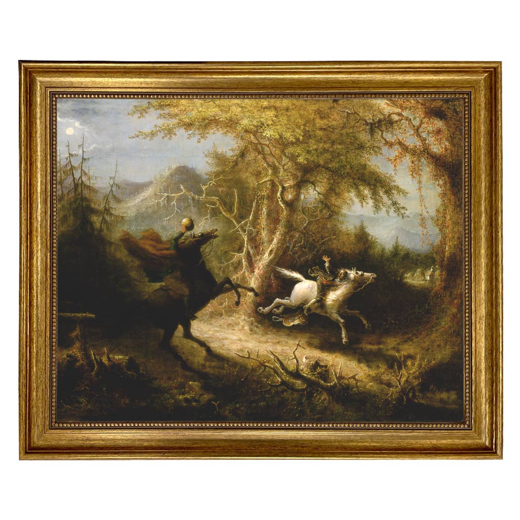 Madison Bay Co. - Historical Home Decor Reproductions - Wholesale Schilderen/Tekenen - Schilderijafdruk van de Ruiter zonder Hoofd die Ichabod Crane Achtervolgt3