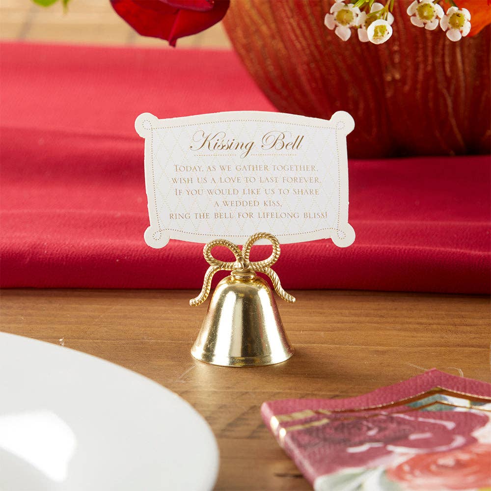 Kate Aspen - Wholesale Place Card / Place Holder - Gold Kissing Bells Place Card/Photo Holder (Set of 24)4