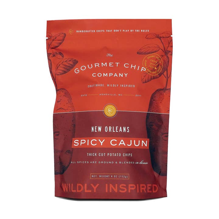 New Orlean's Spicy Cajun Thick Cut Potato Chips - Case of 12 for wholesale by The Gourmet Chip Company
