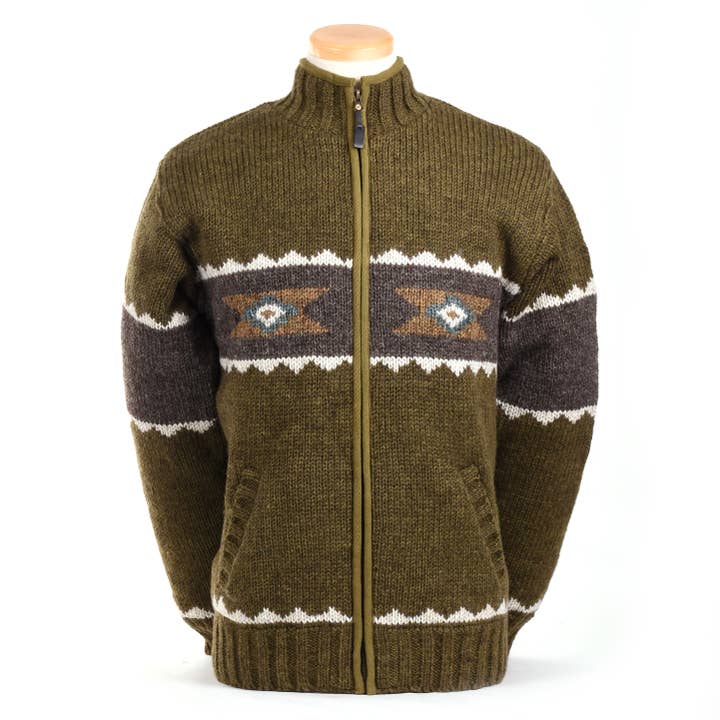 Lost Horizons Knitwear - Wholesale Knit Sweater - Men's - Navajo Wool Sweater – Full Zip Jacket Western Design15