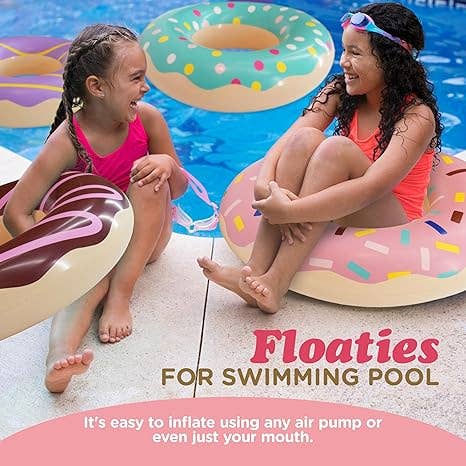 4E's Novelty - Wholesale Inflatables - Donut Pool Floats Kids & Adults 30" (4 Pack) Floaties for Swimming Pool, Donut Inflatables for Party Decorations & Props by 4E's Novelty1