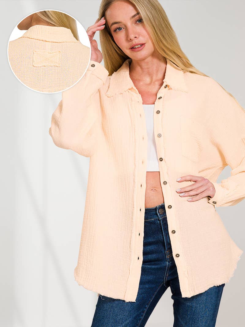 42POPS – Engroshandel Skjorte med buttondown – til kvinder – .OVERSTØRRELSE SKJORTE MED RÅ KANT OG BAGPATCH16