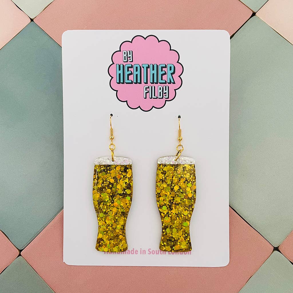By Heather Filby – wholesale Dangle earrings – Pint Glass Glitter Resin Earrings4