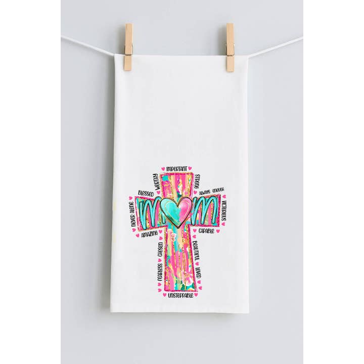 CHRISTELIJKE MOEDER KRUIS THEEDOEK voor wholesale door LuckyBird Apparel and Home