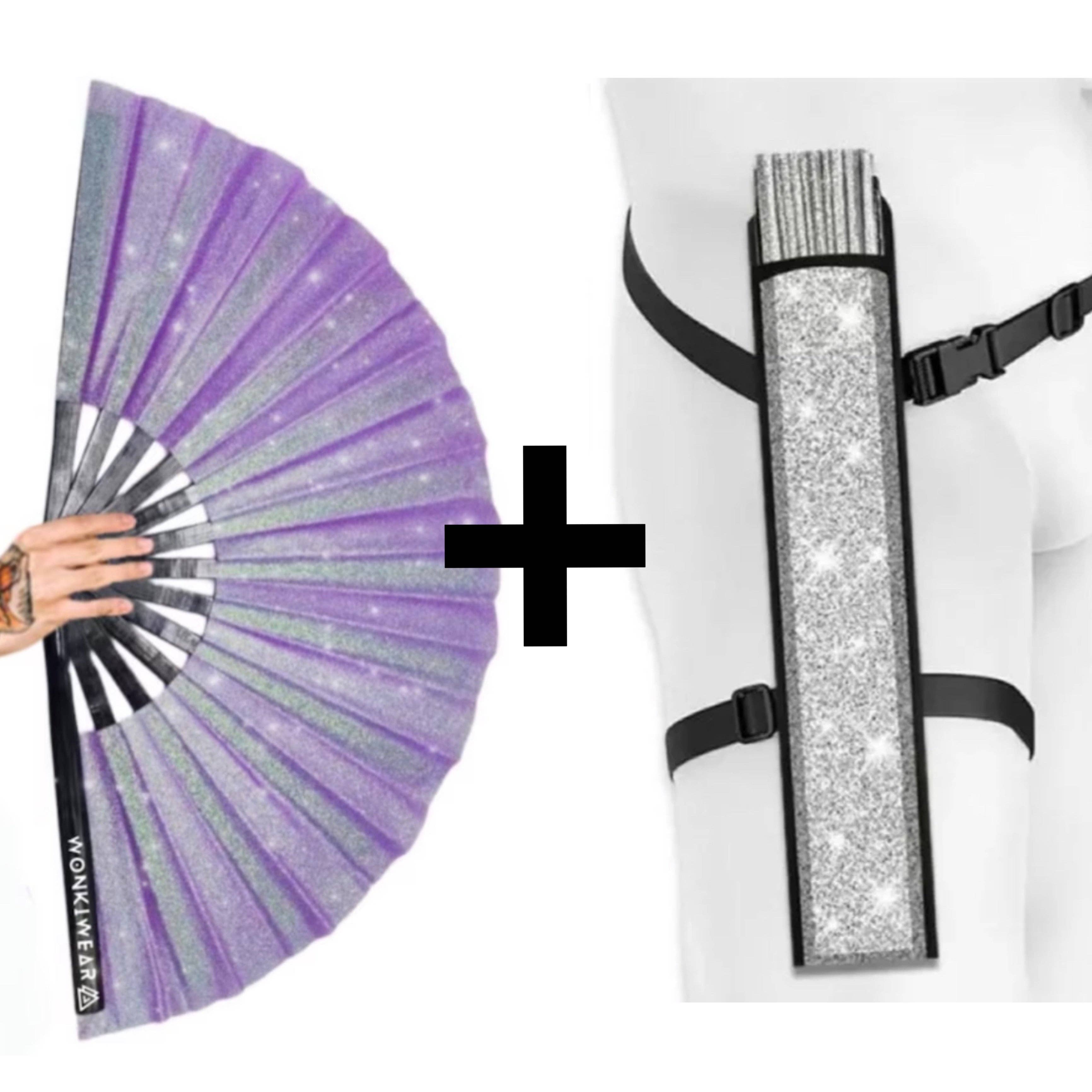 Wonkiwear Ltd - Vente Éventail - XL Festival Fan - Paillettes, Lilas2