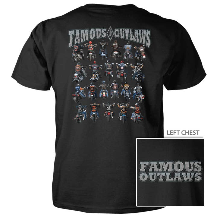 Hors-la-loi célèbres - T-shirt en coton 4,5 oz pour la vente par Taboo Apparel