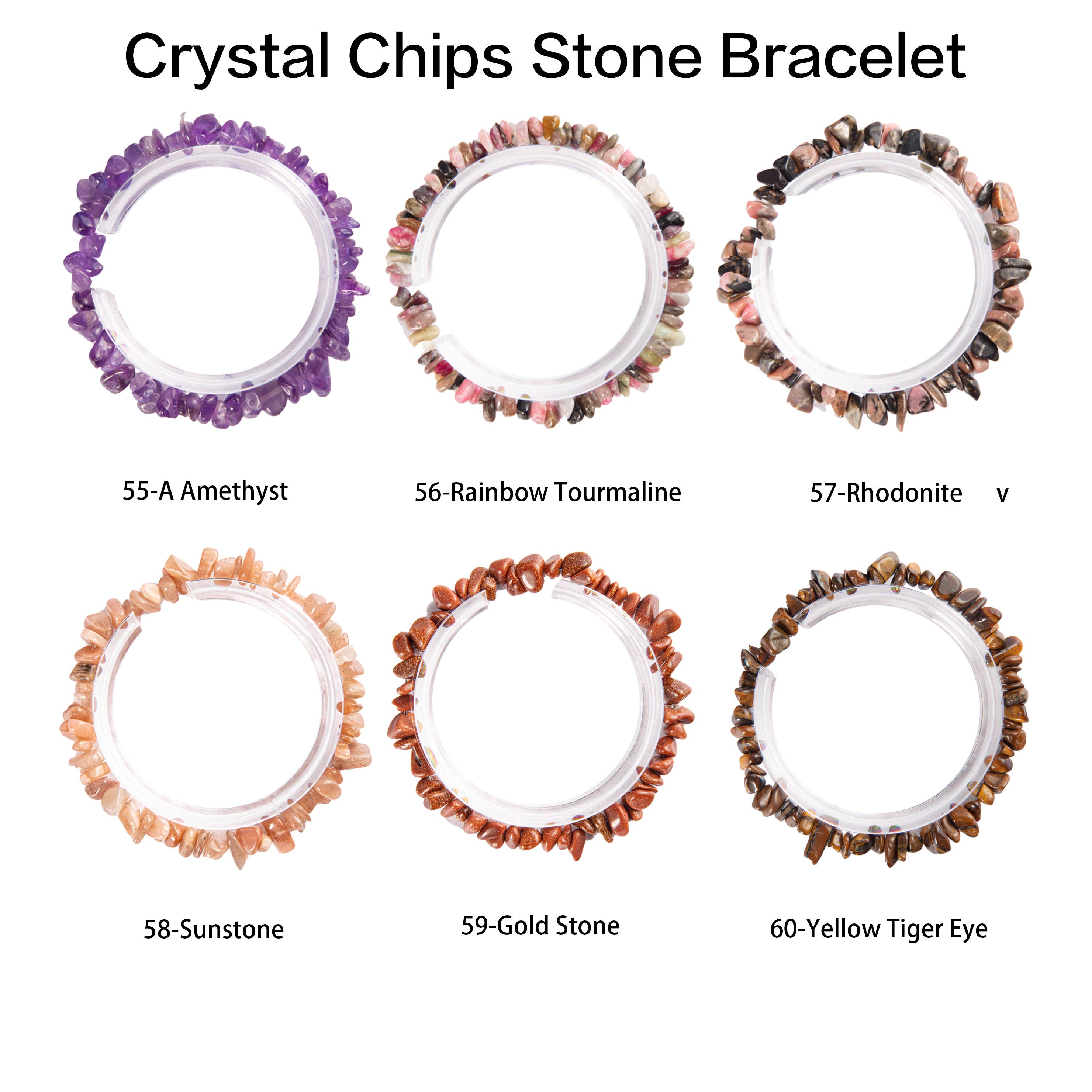 YYDIYcrystal - Wholesale Beaded Bracelet - 4PCs Crystal Bracelets for Couples, Women's chips Bracelet 16