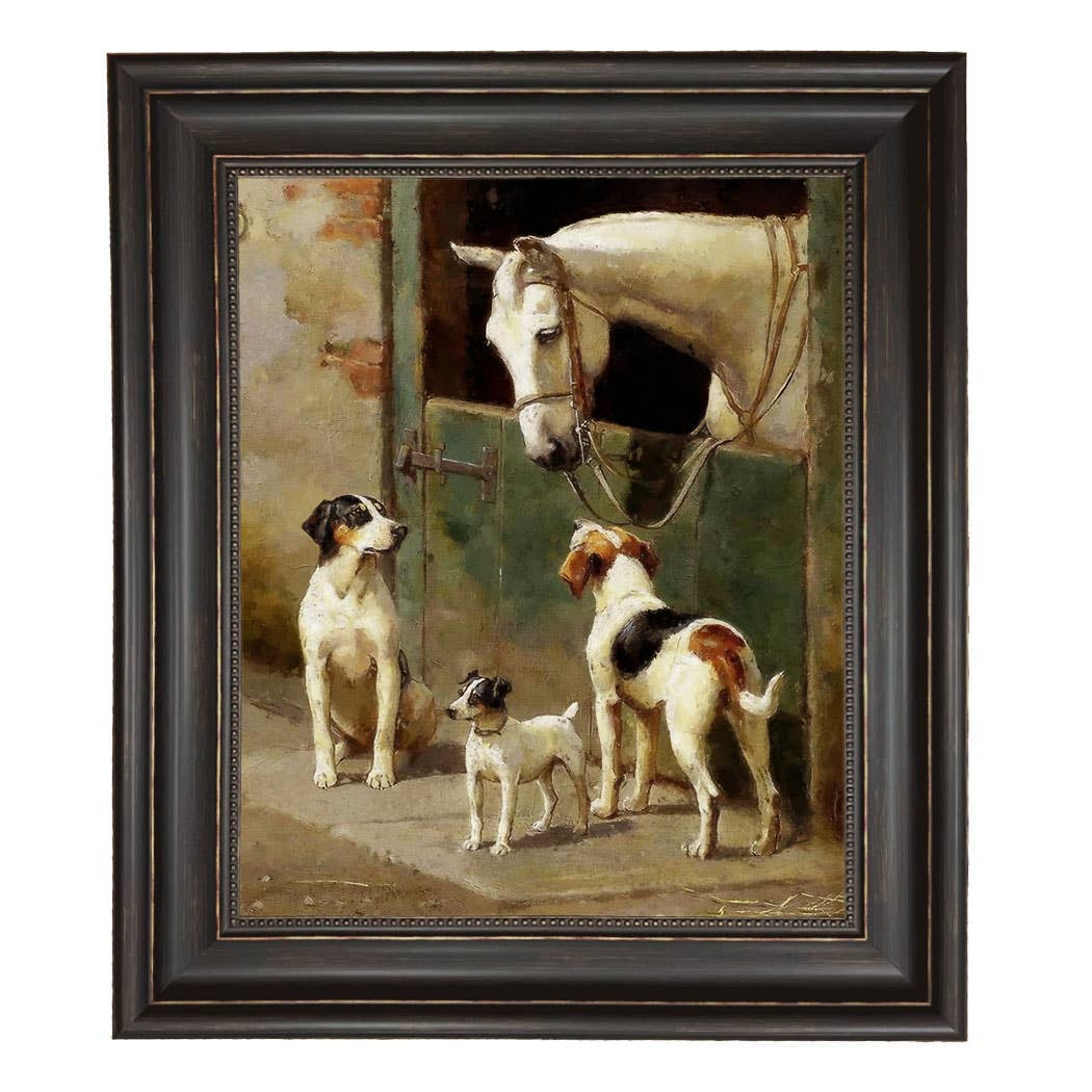 Madison Bay Co. - Historical Home Decor Reproductions - Wholesale Art Print - Dog and Horse at Stable Vintage Painting Print on Canvas71