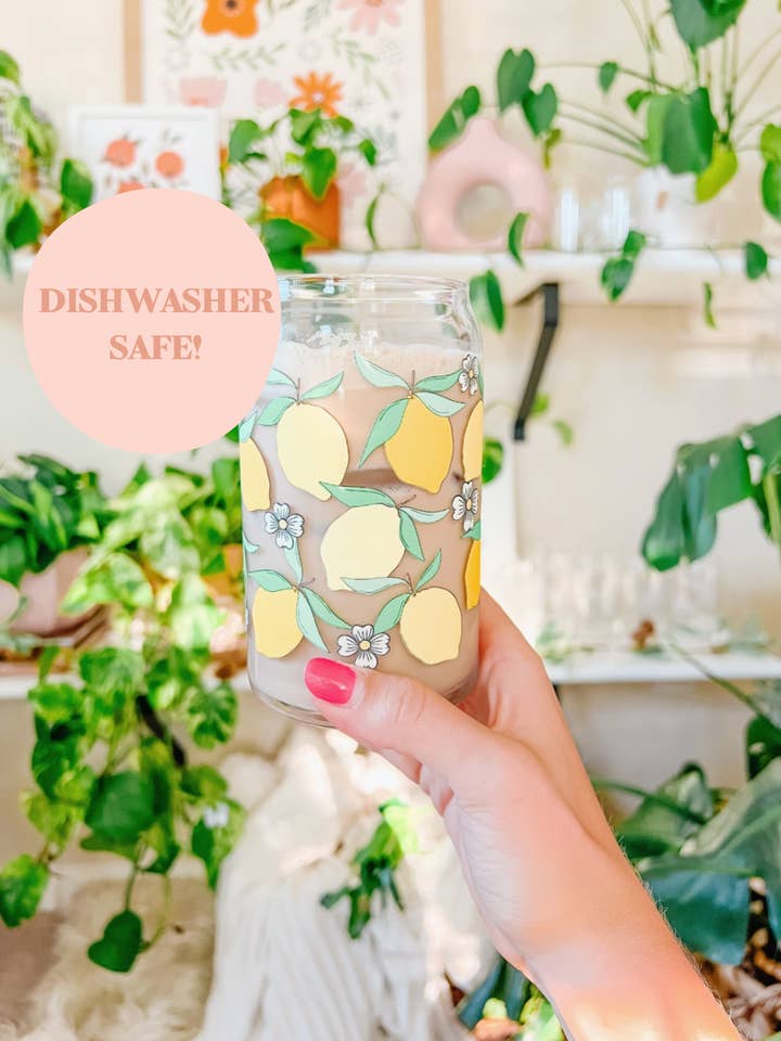 Verre à café glacé au citron jaune de 16 oz pour la vente par Hart and Flora Shop