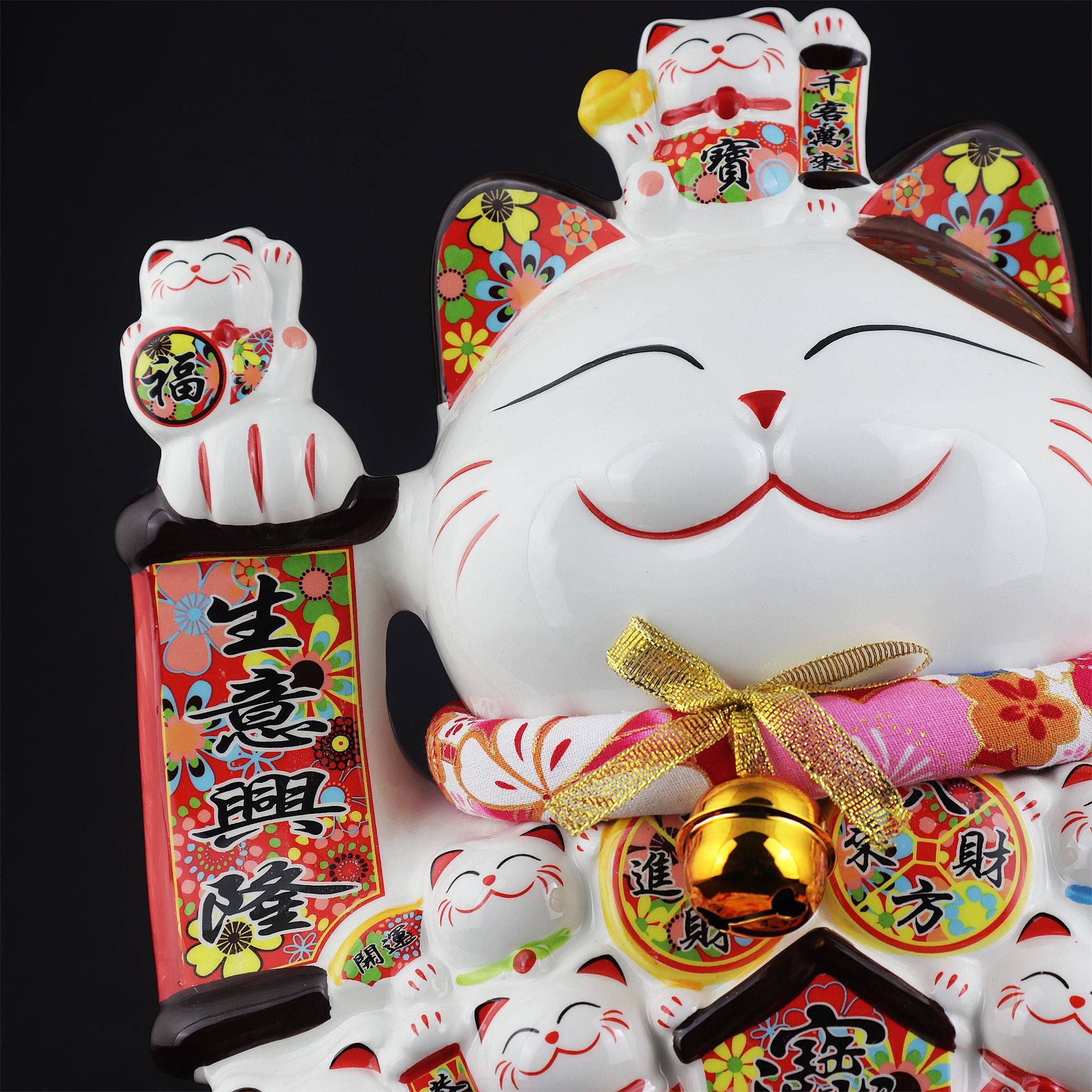 Tribal Trade GmbH - Wholesale Decorative Figurine - Lucky cat Maneki-neko wave cat porcelain 30cm white 086