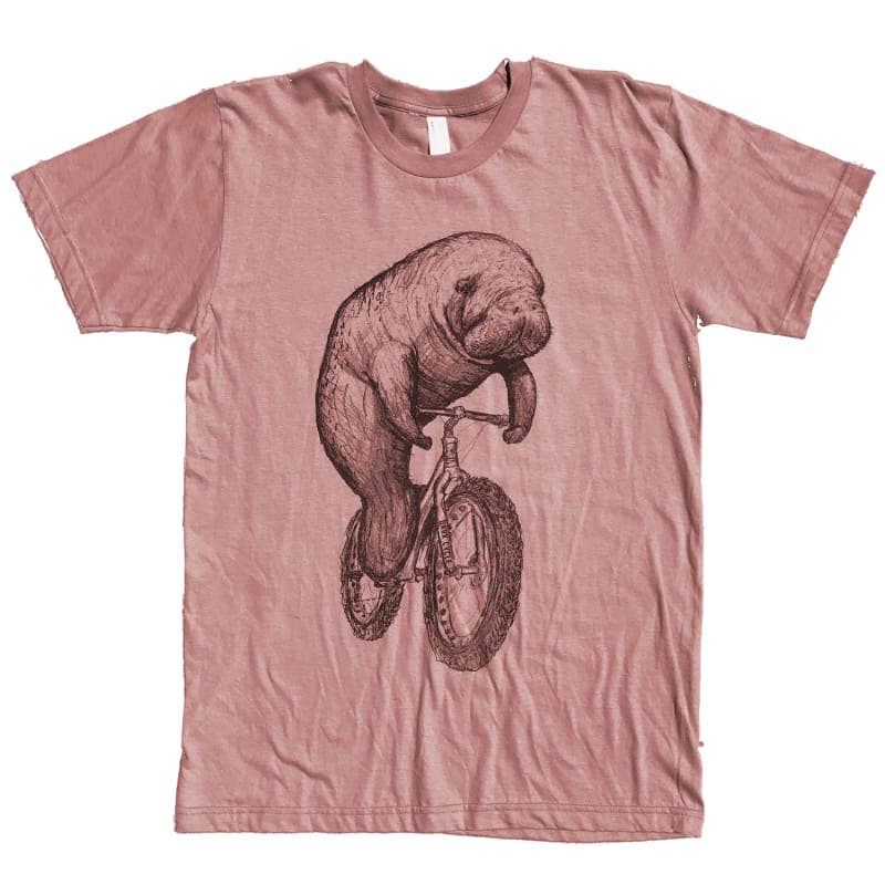 Dark Cycle Clothing - Wholesale Screen Printed T-Shirt - Men's - Manatee on a Fat Tire Bike Men's T-Shirt1