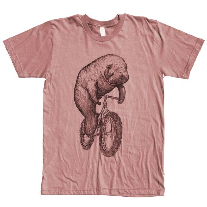 Dark Cycle Clothing - Wholesale Screen Printed T-Shirt - Men's - Manatee on a Fat Tire Bike Men's T-Shirt1