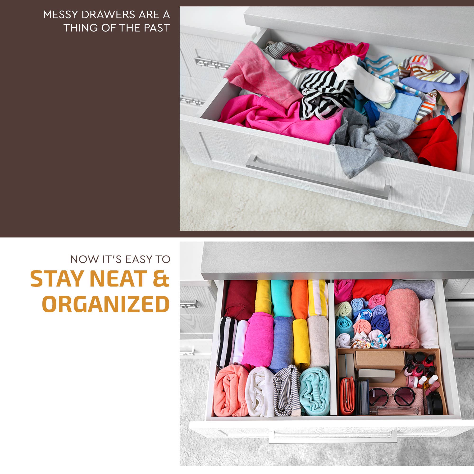 Bambusi - Wholesale Drawer Organizer - Bamboo Drawer Dividers, Adjustable, 4-Pack (White)11