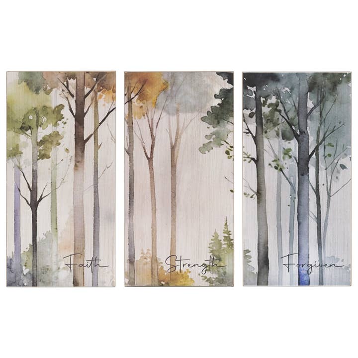 Woodland Faith Watercolor Sign - 3 Asstd. Order after Show for wholesale by The Hearthside Collection