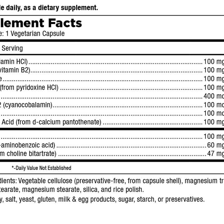 Mt. Angel Vitamins - Wholesale Oral Supplement/Vitamin - Mt. Angel Vitamins' B-Good Complex - 60/90 Capsules1