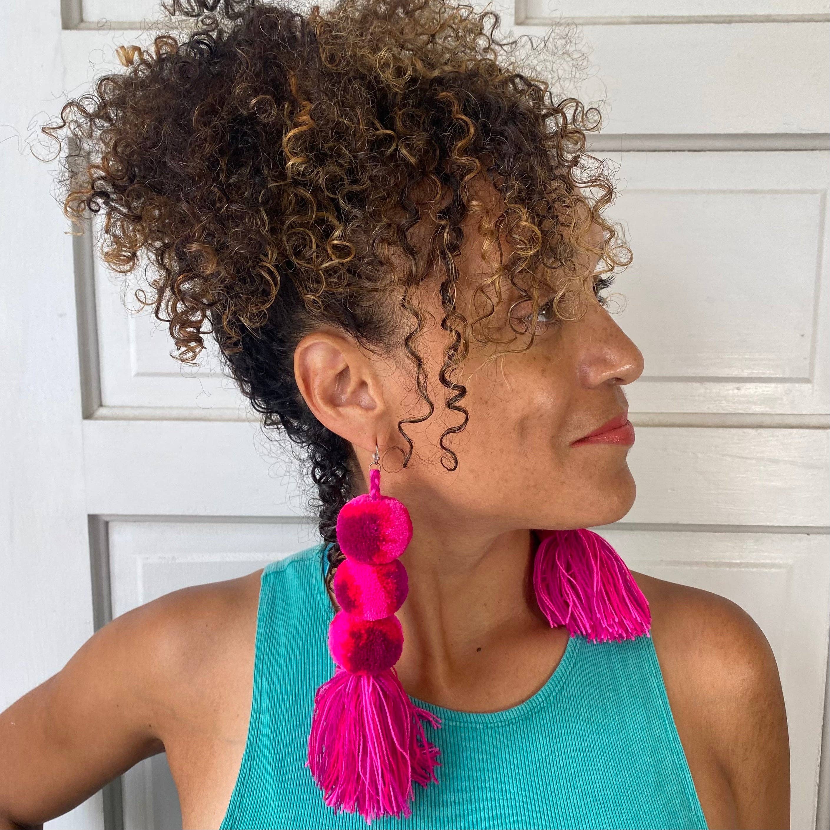 SWIETstuff - Wholesale Tassel Earrings - Tie-Dye Pompom Earrings5