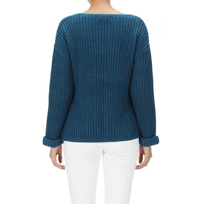 Mak - Wholesale Knit Sweater - Women's - Leaf Crochet Detailed Rolled Up Sleeve Sweater HB205213