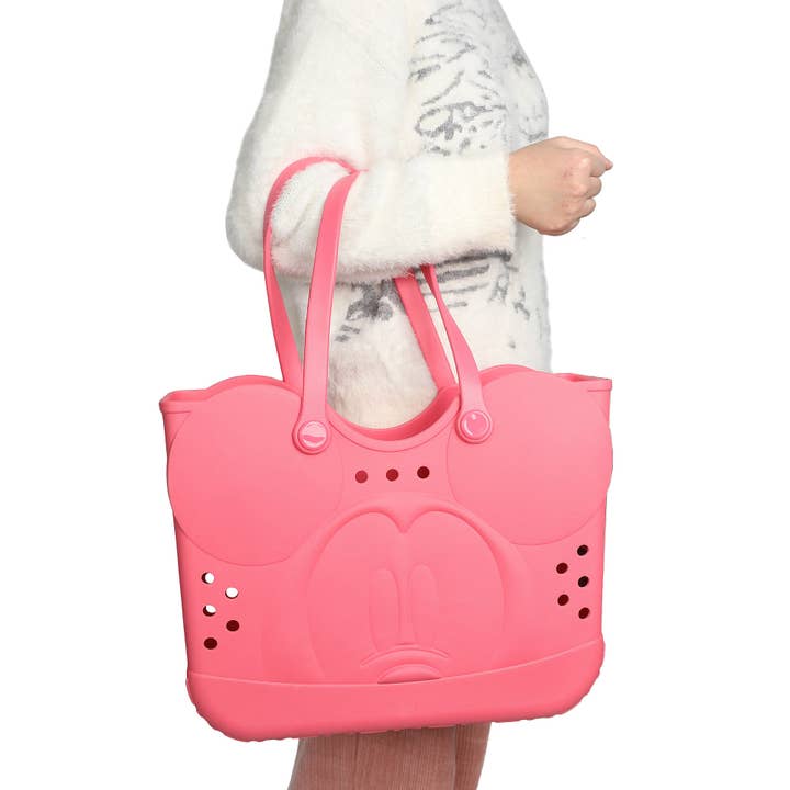 Bioworld Merchandising - Wholesale Beach Bag - Disney Mickey Mouse Face 16.5" Adult Black Pink Water-Resistant Rubber Molded Large Tote Beach Swim Bag6